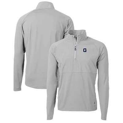 Men's Cutter & Buck Gray Georgetown Hoyas Adapt Eco Knit Hybrid Recycled Quarter-Zip Pullover Top