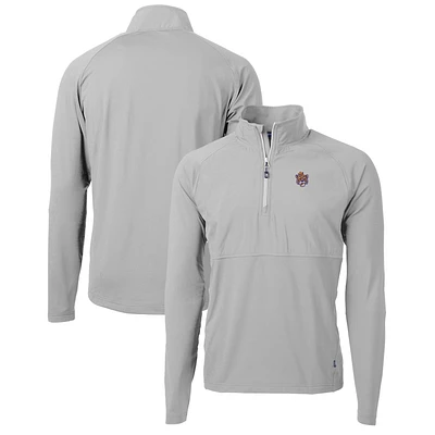Men's Cutter & Buck Gray LSU Tigers Adapt Eco Knit Hybrid Recycled Quarter-Zip Pullover Top