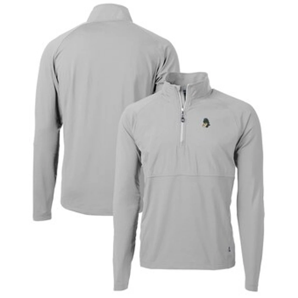 Men's Cutter & Buck Gray Michigan State Spartans Adapt Eco Knit Hybrid Recycled Quarter-Zip Pullover Top