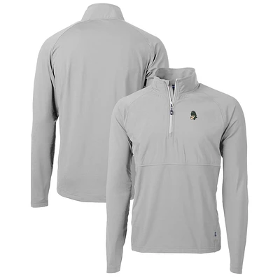 Men's Cutter & Buck Gray Michigan State Spartans Adapt Eco Knit Hybrid Recycled Quarter-Zip Pullover Top
