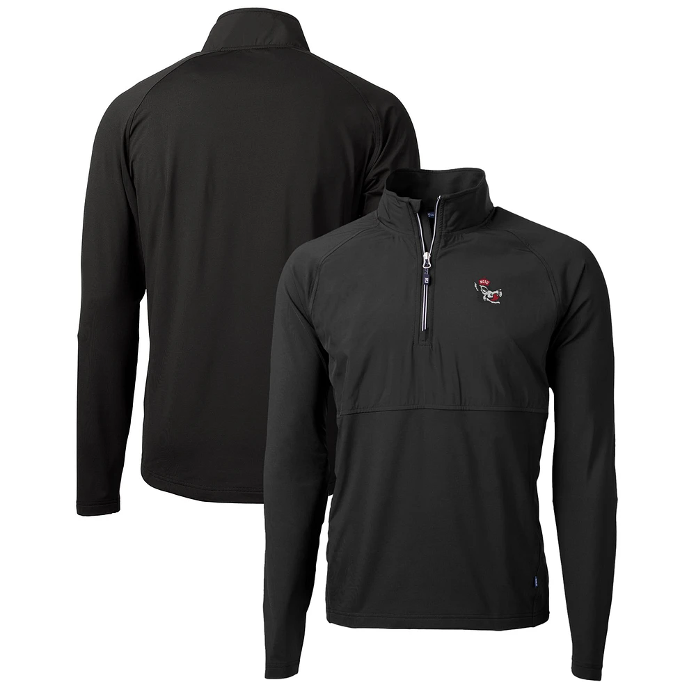 Men's Cutter & Buck Black NC State Wolfpack Adapt Eco Knit Hybrid Recycled Full-Zip Logo Jacket
