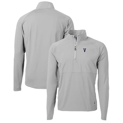 Men's Cutter & Buck Gray Villanova Wildcats Adapt Eco Knit Hybrid Recycled Quarter-Zip Pullover Top