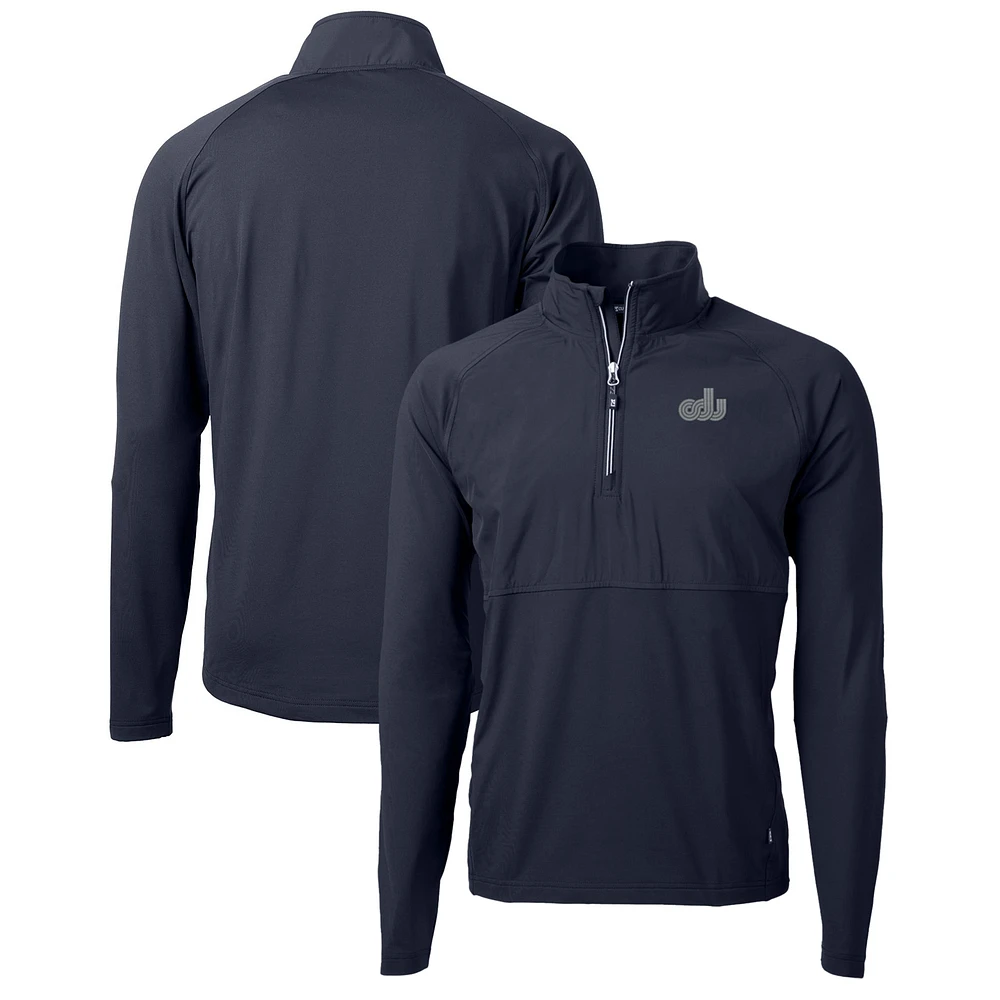 Men's Cutter & Buck Navy Old Dominion Monarchs Adapt Eco Knit Hybrid Recycled Quarter-Zip Pullover Top