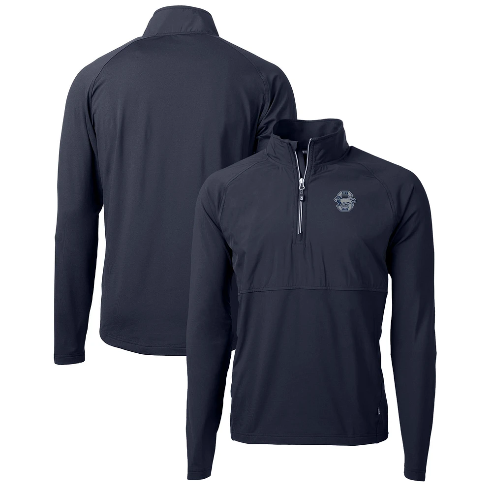 Men's Cutter & Buck Navy Penn State Nittany Lions Adapt Eco Knit Hybrid Recycled Full-Zip Logo Jacket