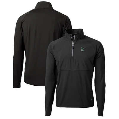 Men's Cutter & Buck Black Portland State Vikings Adapt Eco Knit Hybrid Recycled Quarter-Zip Pullover Top