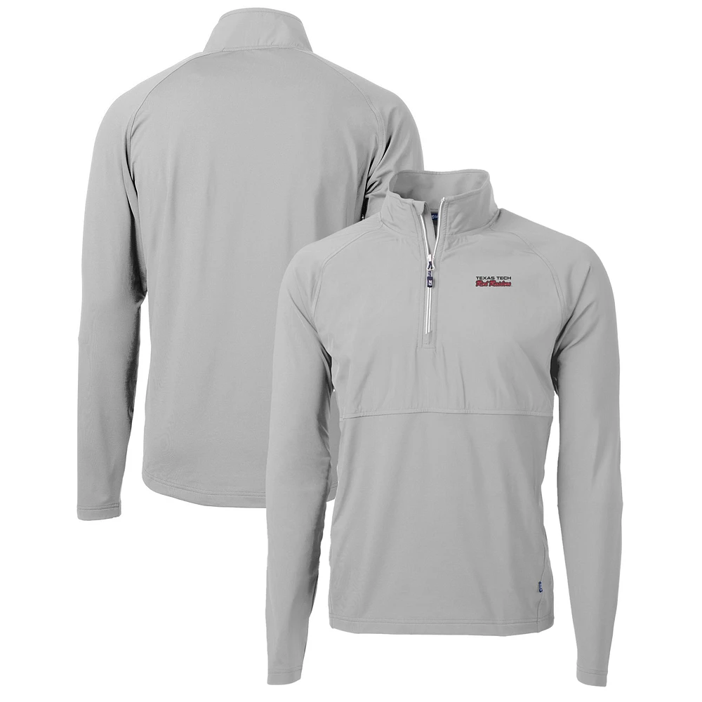 Men's Cutter & Buck Gray Texas Tech Red Raiders Adapt Eco Knit Hybrid Recycled Quarter-Zip Pullover Top