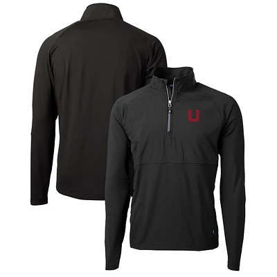 Men's Cutter & Buck Black Utah Utes Adapt Eco Knit Hybrid Recycled Full-Zip Logo Jacket