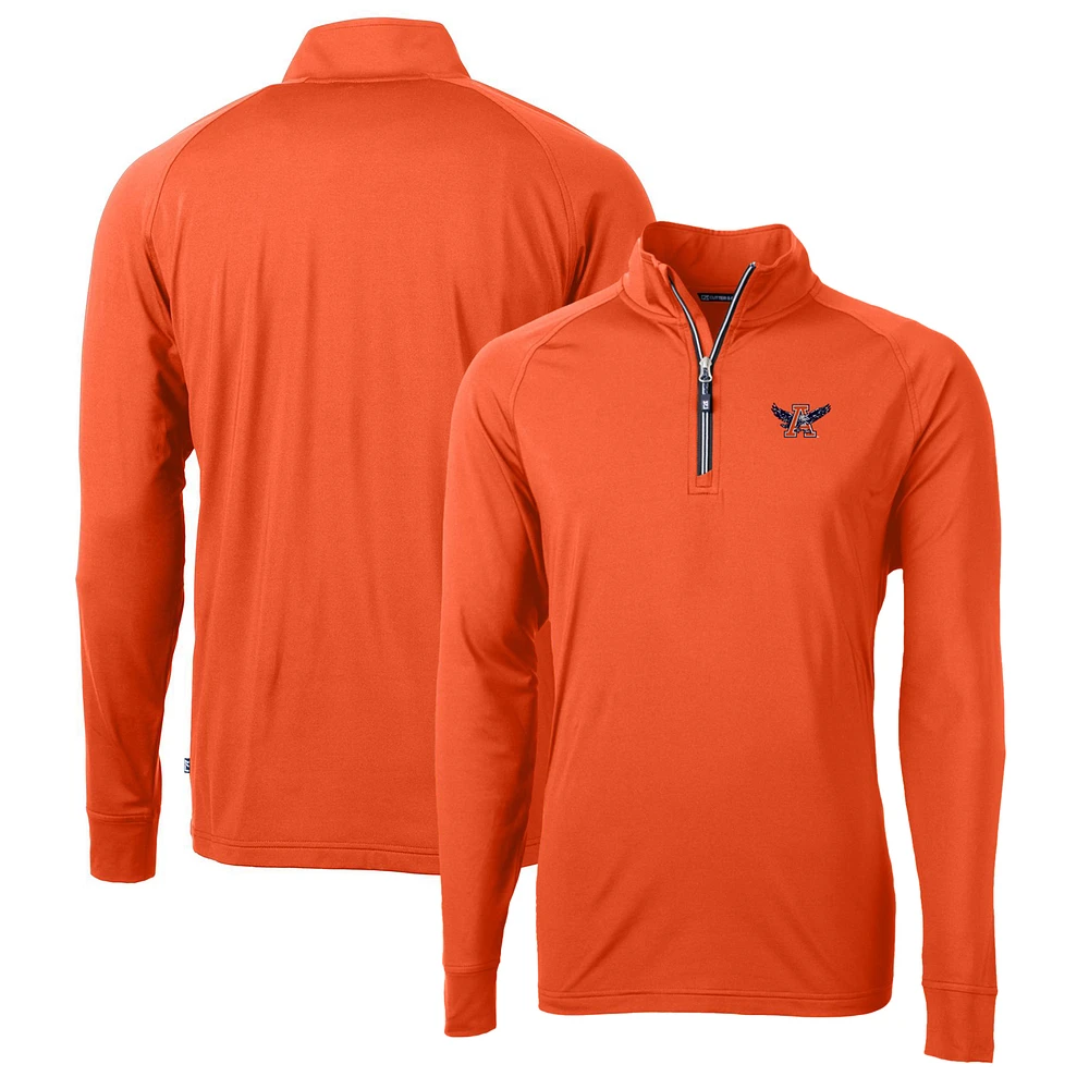 Men's Cutter & Buck Auburn Tigers Adapt Eco Knit Stretch Recycled Quarter-Zip Pullover Top