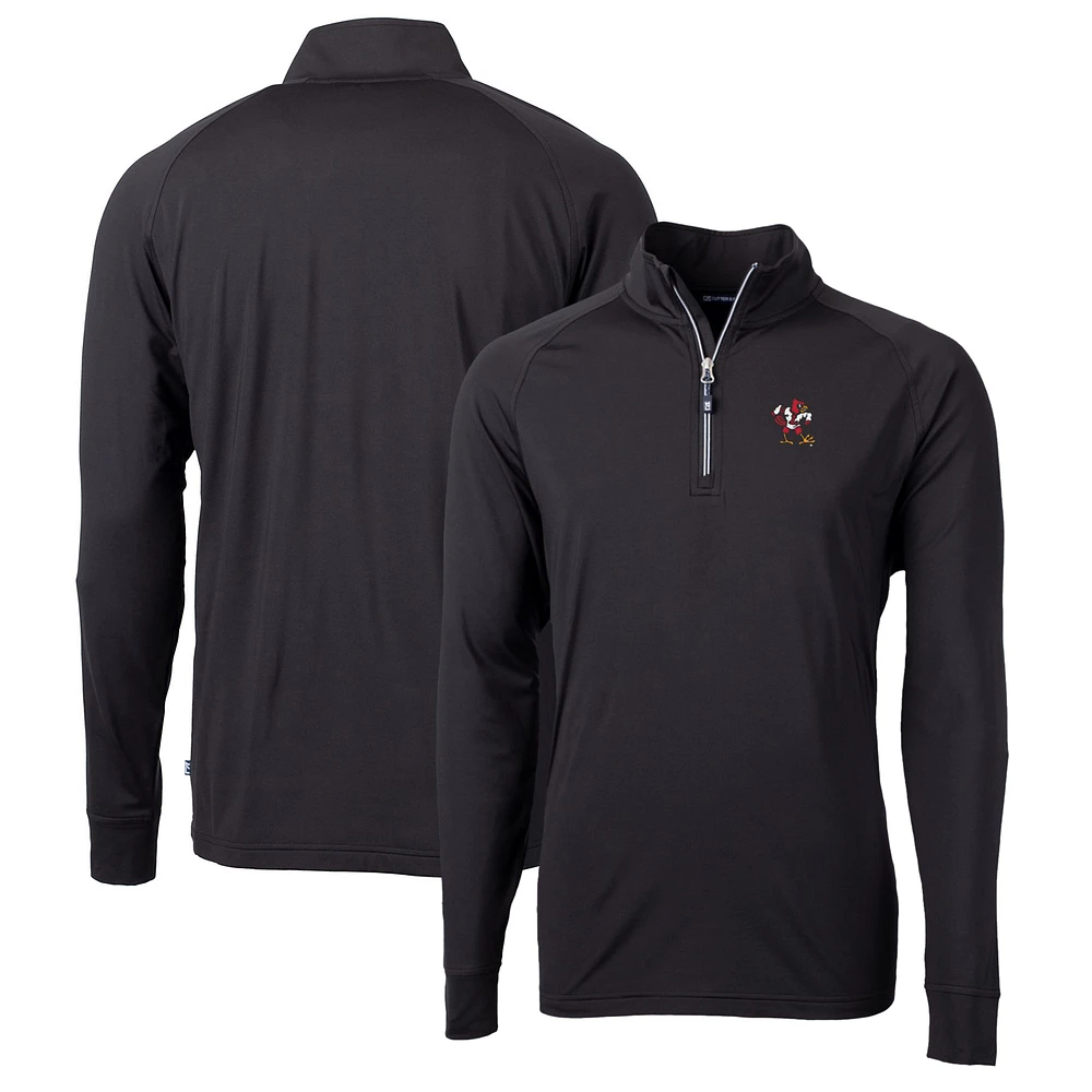 Men's Cutter & Buck Black Louisville Cardinals Adapt Eco Knit Stretch Recycled Quarter-Zip Pullover Top