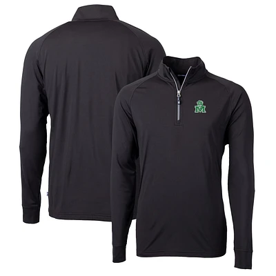 Men's Cutter & Buck Marshall Thundering Herd Adapt Eco Knit Stretch Recycled Quarter-Zip Pullover Top