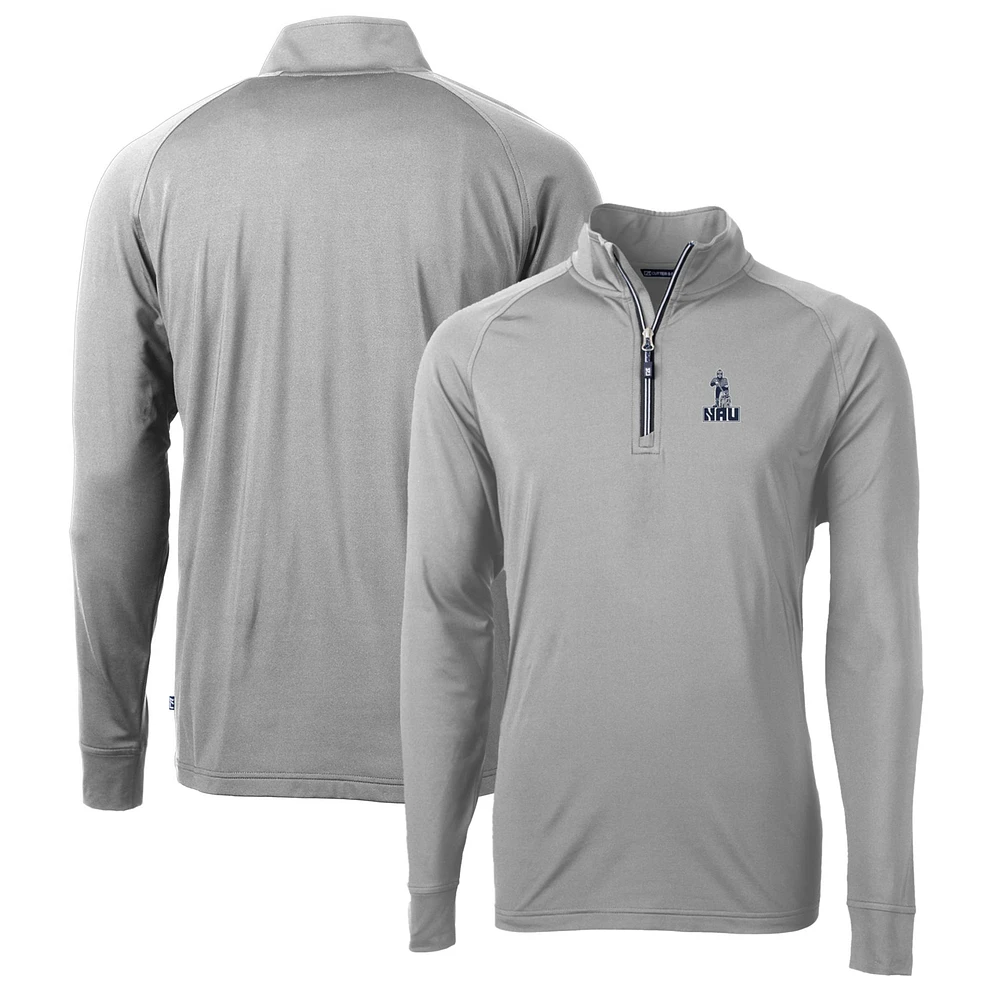 Men's Cutter & Buck Gray Northern Arizona Lumberjacks Adapt Eco Knit Stretch Recycled Quarter-Zip Pullover Top