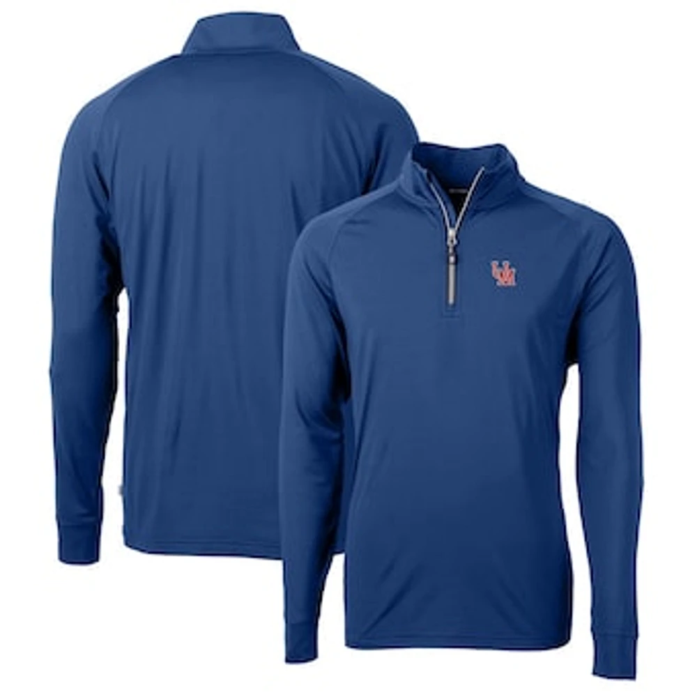 Men's Cutter & Buck Royal Ole Miss Rebels Adapt Eco Knit Stretch Recycled Quarter-Zip Pullover Top