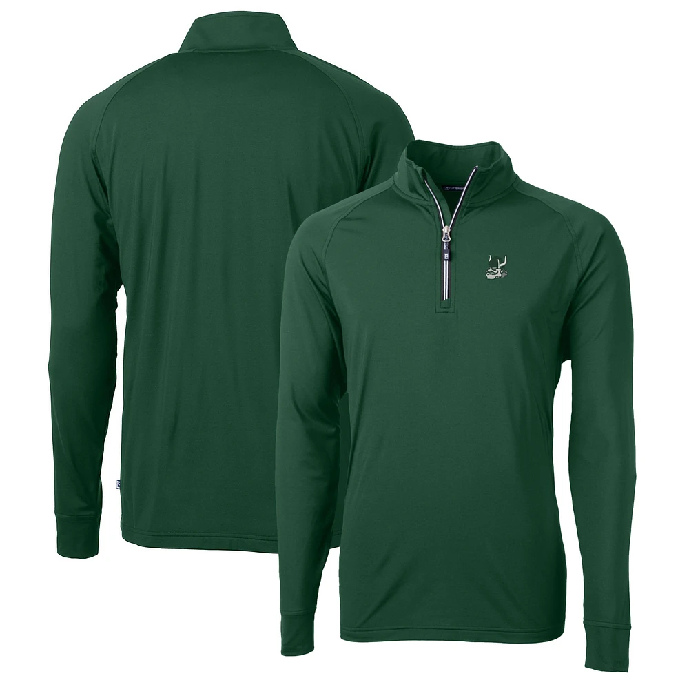 Men's Cutter & Buck Green Portland State Vikings Adapt Eco Knit Stretch Recycled Quarter-Zip Pullover Top