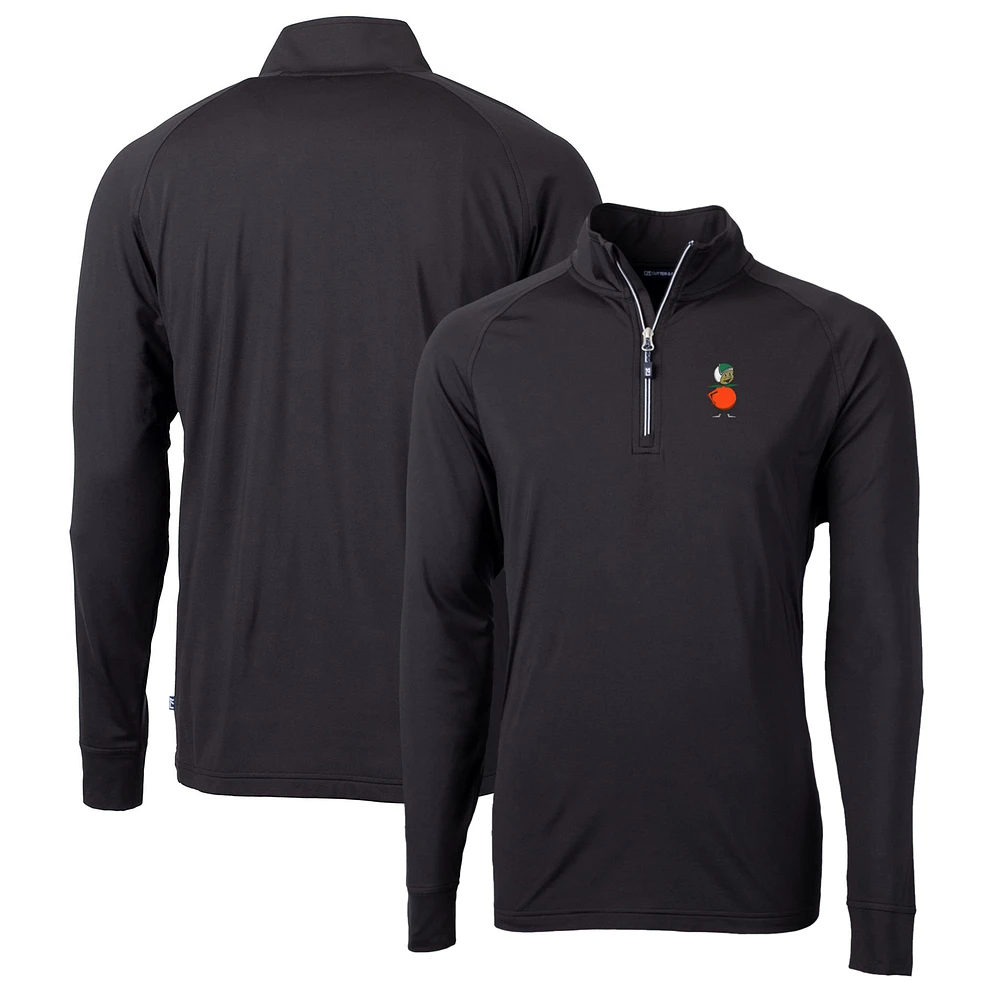 Men's Cutter & Buck Black UCF Knights Adapt Eco Knit Stretch Recycled Quarter-Zip Pullover Top
