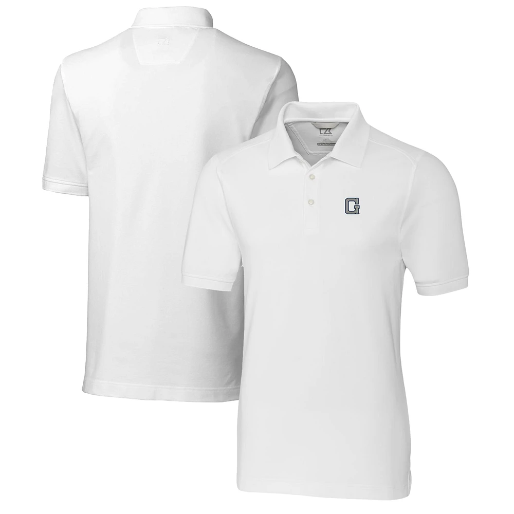 Men's Cutter & Buck White Georgetown Hoyas Advantage Tri-Blend DryTec Pique Polo