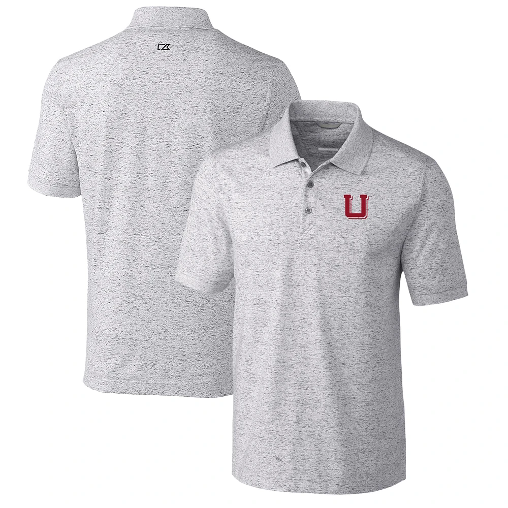 Men's Cutter & Buck Steel Utah Utes Advantage Space Dye Tri-Blend Polo