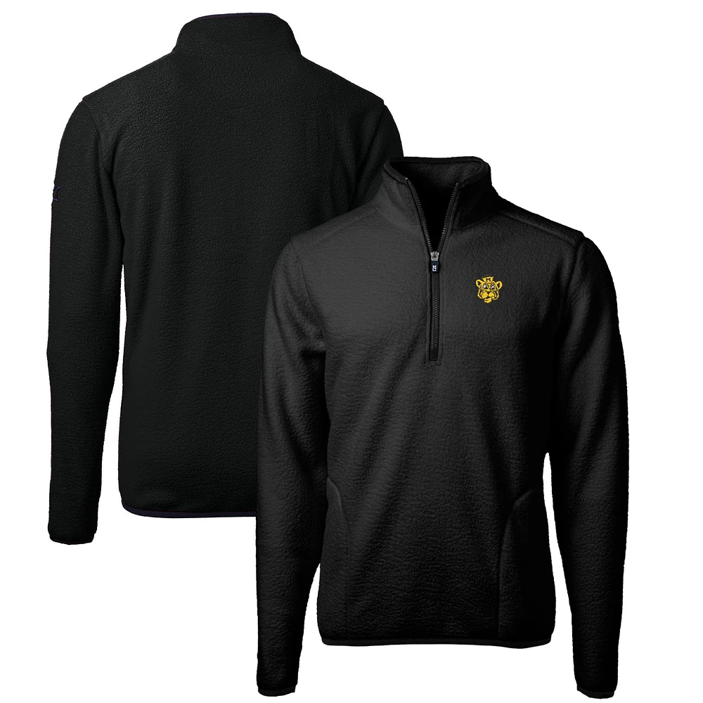 Men's Cutter & Buck Black Missouri Tigers Vault Cascade Eco Sherpa Fleece Quarter-Zip Pullover Jacket