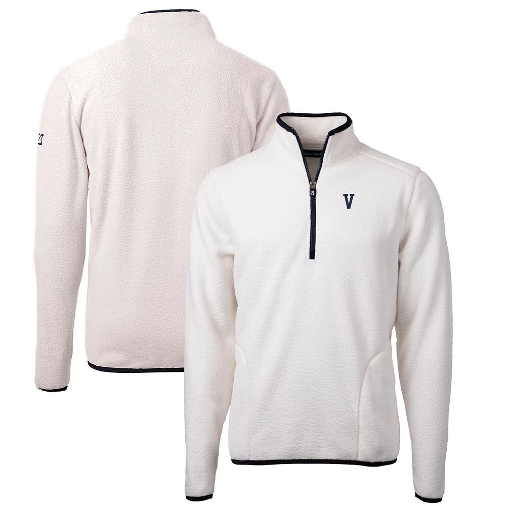Men's Cutter & Buck White Villanova Wildcats Vault Cascade Eco Sherpa Fleece Quarter-Zip Pullover Jacket