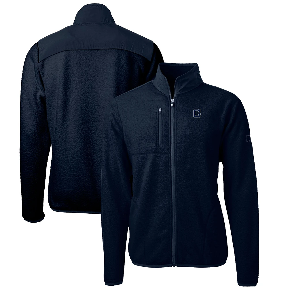 Men's Cutter & Buck Navy Georgetown Hoyas Cascade Eco Sherpa Fleece Full-Zip Jacket