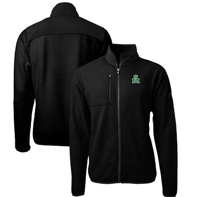 Men's Cutter & Buck Black Marshall Thundering Herd Cascade Eco Sherpa Fleece Full-Zip Jacket