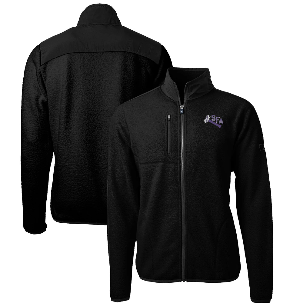 Men's Cutter & Buck Black Stephen F Austin Lumberjacks Cascade Eco Sherpa Fleece Full-Zip Jacket