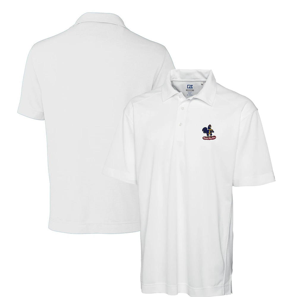 Men's Cutter & Buck White Delaware Fightin' Blue Hens DryTec Genre Textured Solid Polo