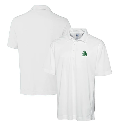 Men's Cutter & Buck White Marshall Thundering Herd DryTec Genre Textured Solid Polo