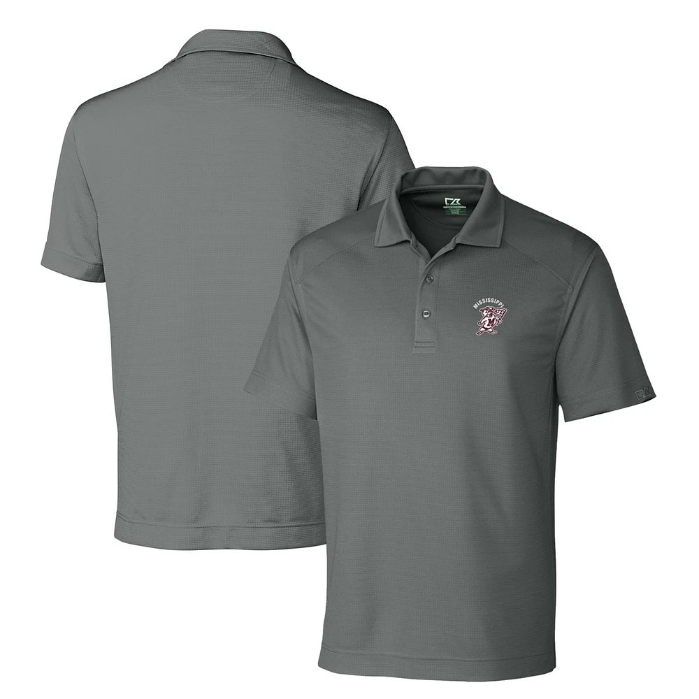 Men's Cutter & Buck Steel Mississippi State Bulldogs DryTec Genre Textured Solid Polo