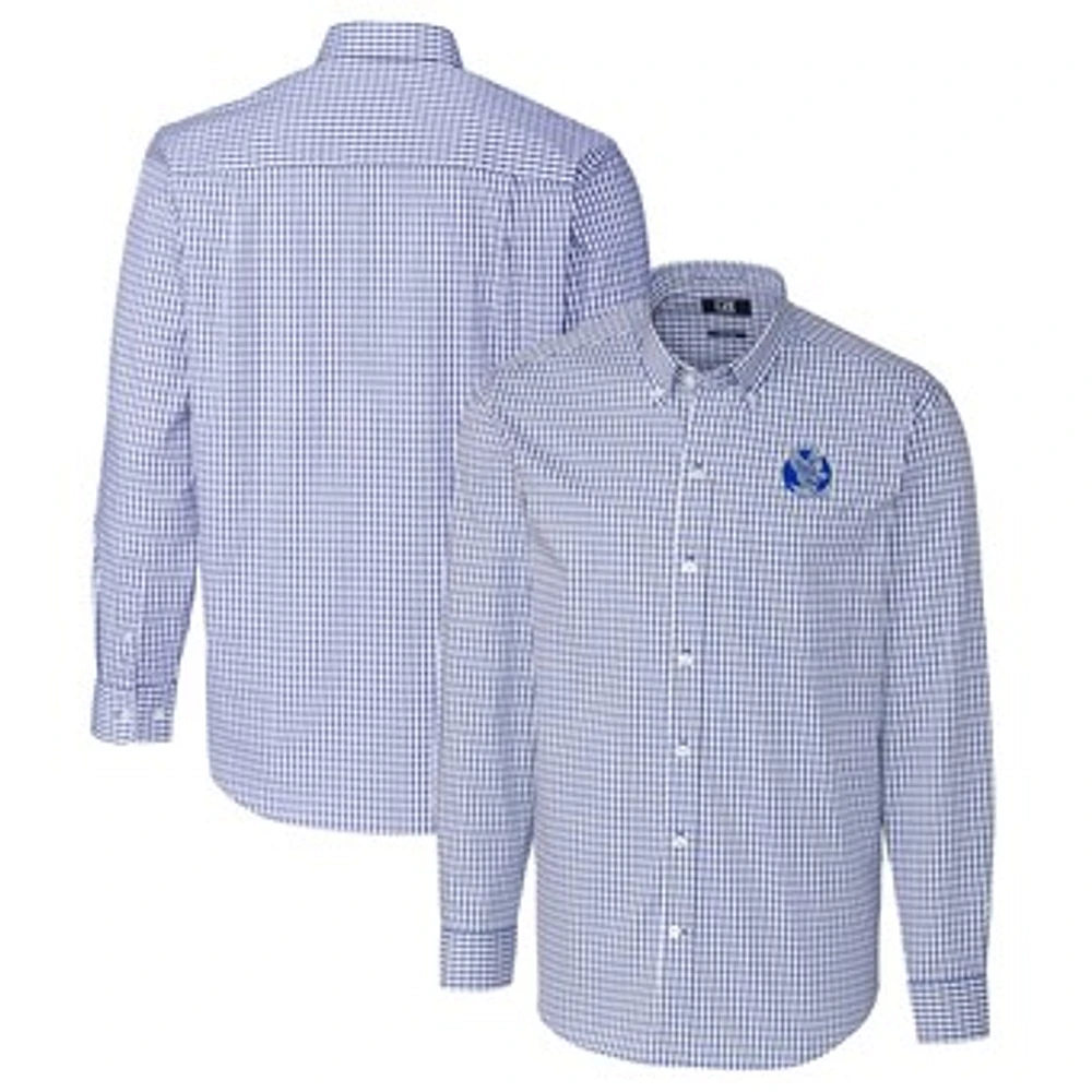 Men's Cutter & Buck Royal Air Force Falcons Easy Care Stretch Gingham Long Sleeve Button-Down Shirt