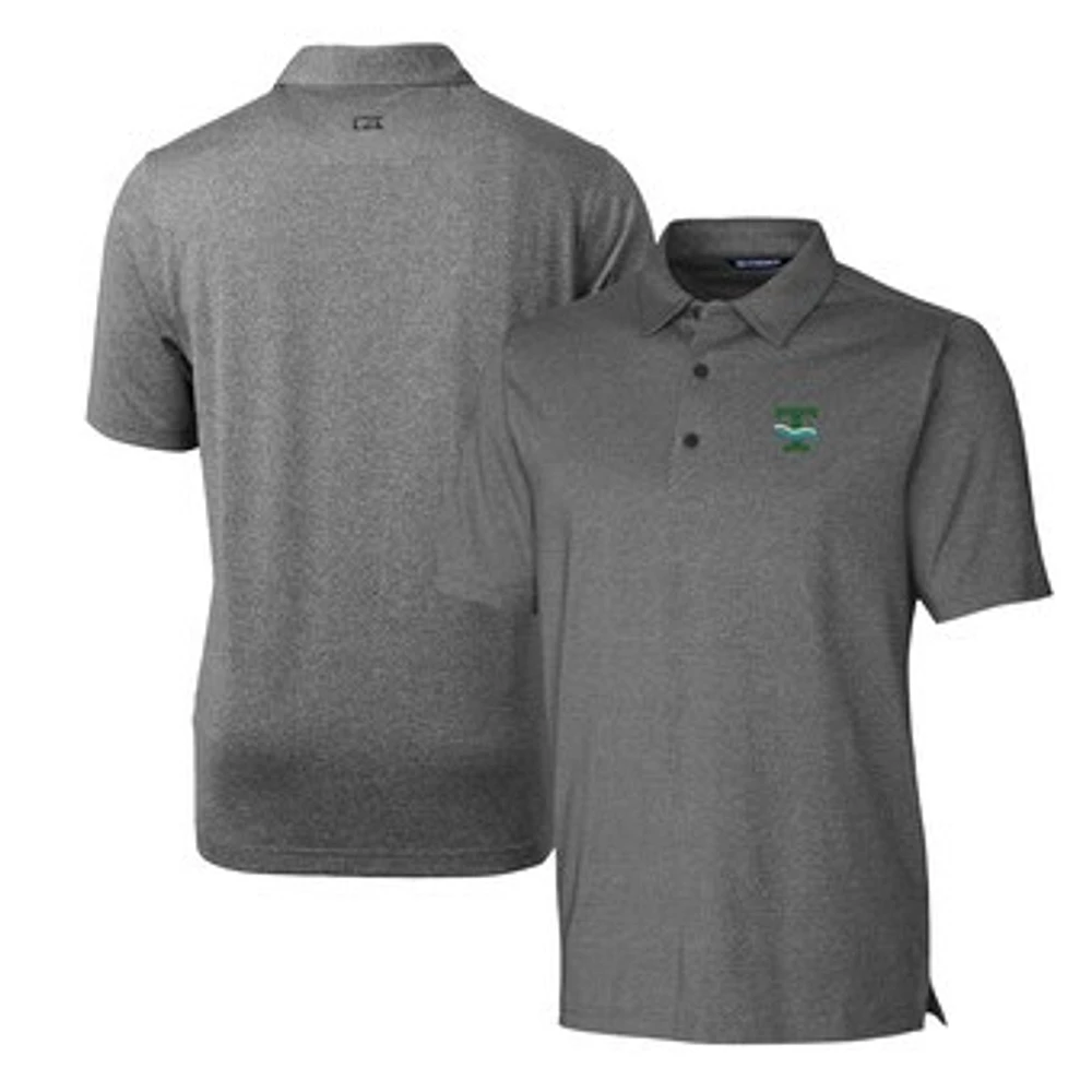 Men's Cutter & Buck Heather Charcoal Tulane Green Wave Forge Stretch Polo