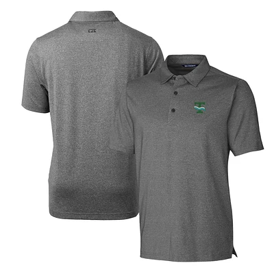 Men's Cutter & Buck Heather Charcoal Tulane Green Wave Forge Stretch Polo