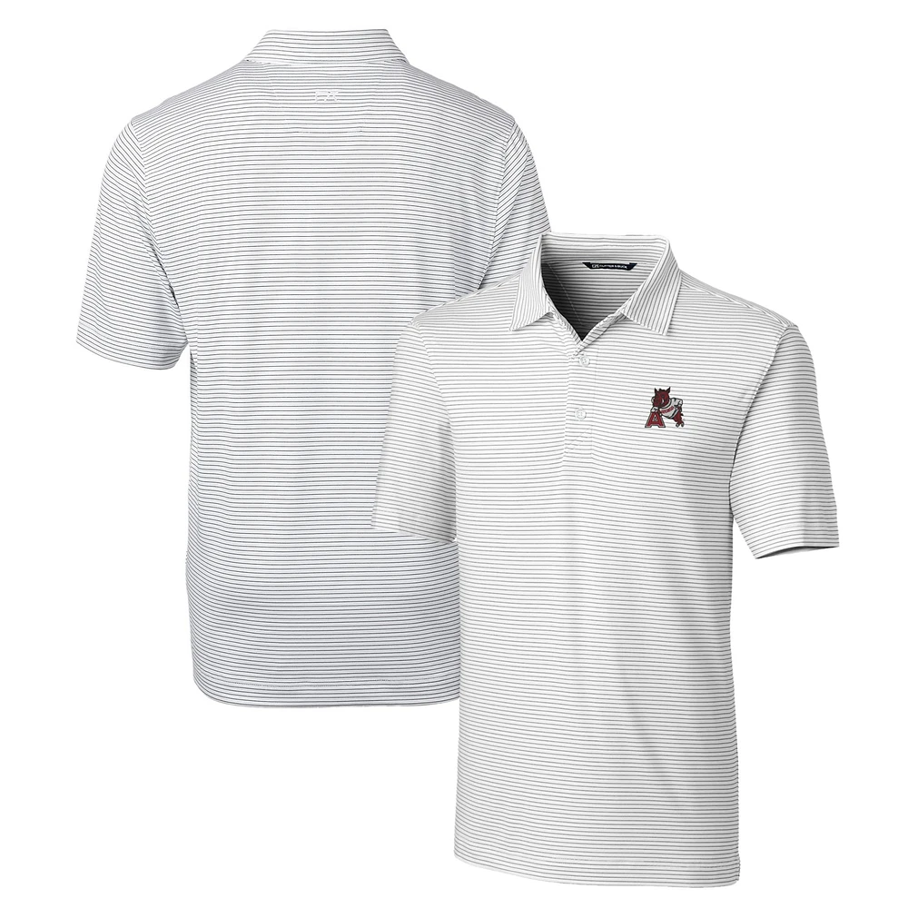 Men's Cutter & Buck White Arkansas Razorbacks Forge Pencil Stripe Stretch Polo