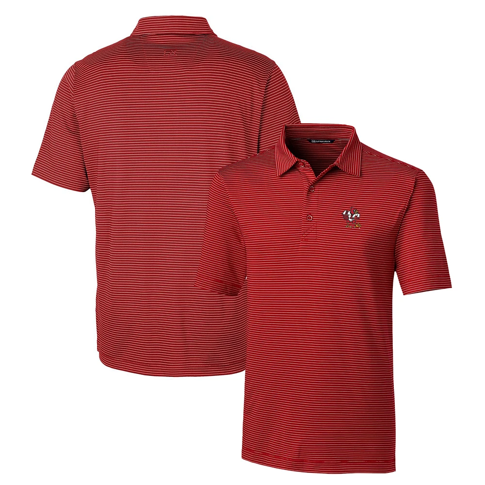Men's Cutter & Buck Red Louisville Cardinals Forge Pencil Stripe Stretch Polo