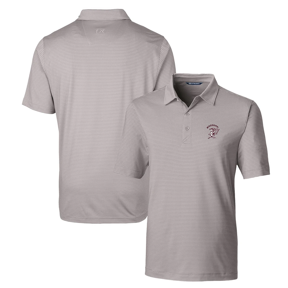 Men's Cutter & Buck Gray Mississippi State Bulldogs Forge Pencil Stripe Stretch Polo