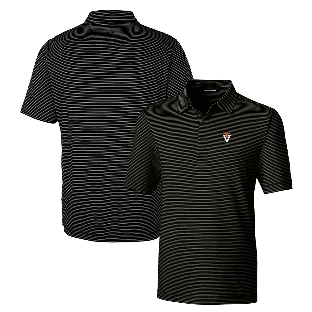 Men's Cutter & Buck Black Virginia Tech Hokies Forge Pencil Stripe Stretch Polo