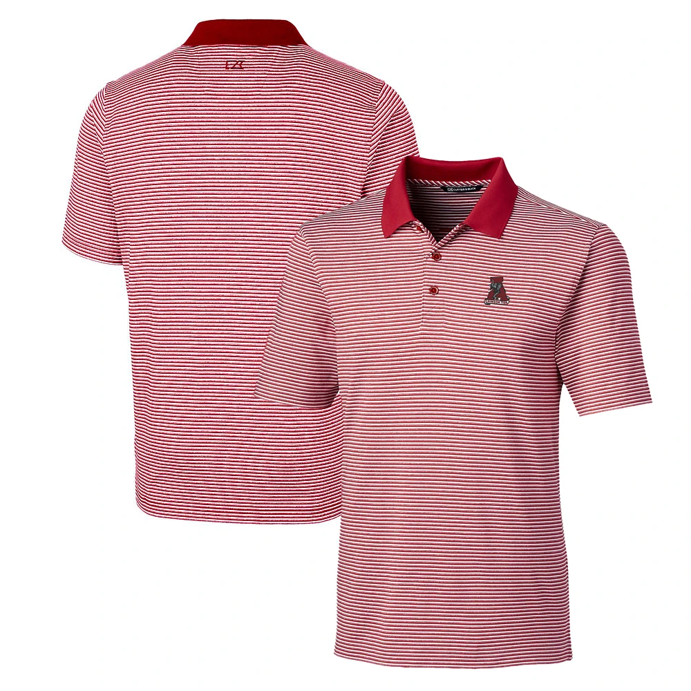 Men's Cutter & Buck Crimson Alabama Crimson Tide Forge Tonal Stripe Stretch Polo