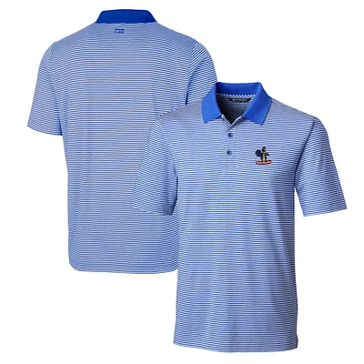 Men's Cutter & Buck Blue Delaware Fightin' Hens Forge Tonal Stripe Stretch Polo