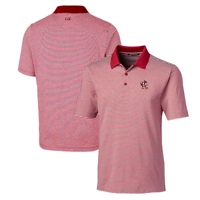 Men's Cutter & Buck Cardinal Louisville Cardinals Forge Tonal Stripe Stretch Polo