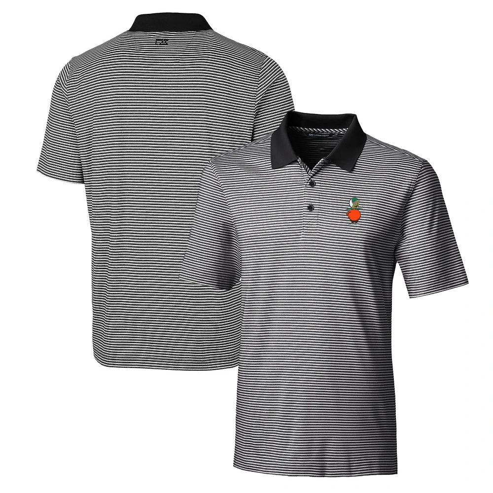 Men's Cutter & Buck Black UCF Knights Forge Tonal Stripe Stretch Polo