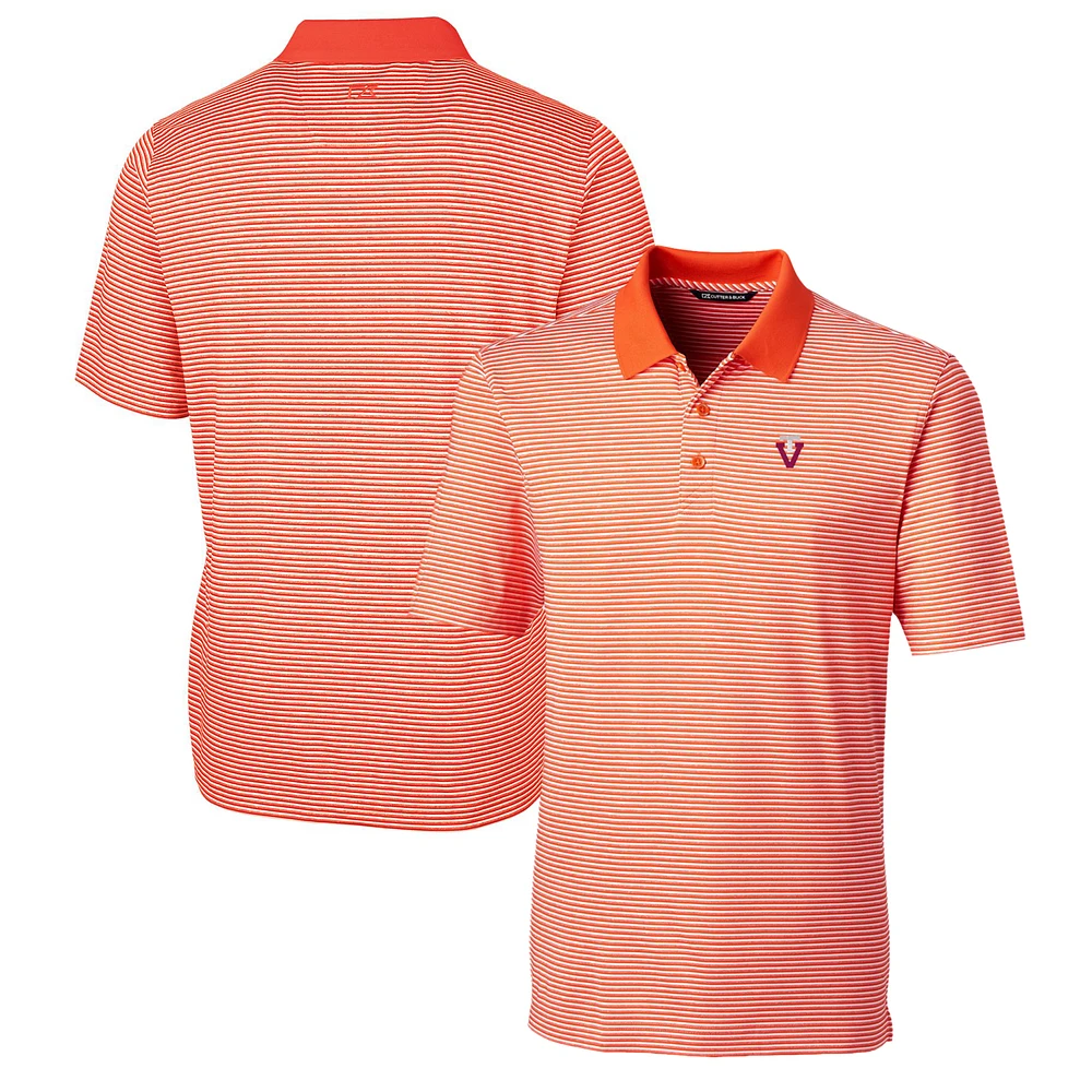 Men's Cutter & Buck Orange Virginia Tech Hokies Forge Tonal Stripe Stretch Polo
