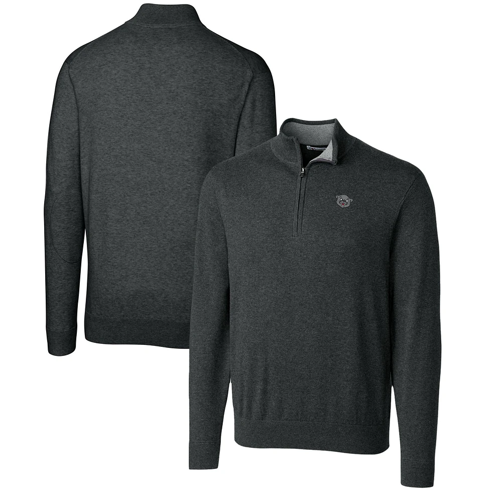 Men's Cutter & Buck Heather Charcoal Cincinnati Bearcats Lakemont Quarter-Zip Pullover Sweater
