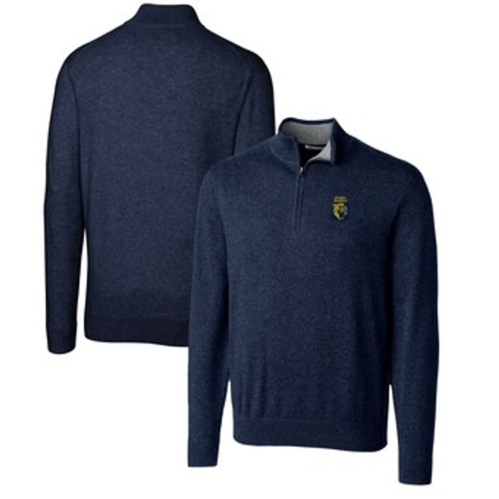 Men's Cutter & Buck Navy FIU Panthers Lakemont Quarter-Zip Pullover Sweater