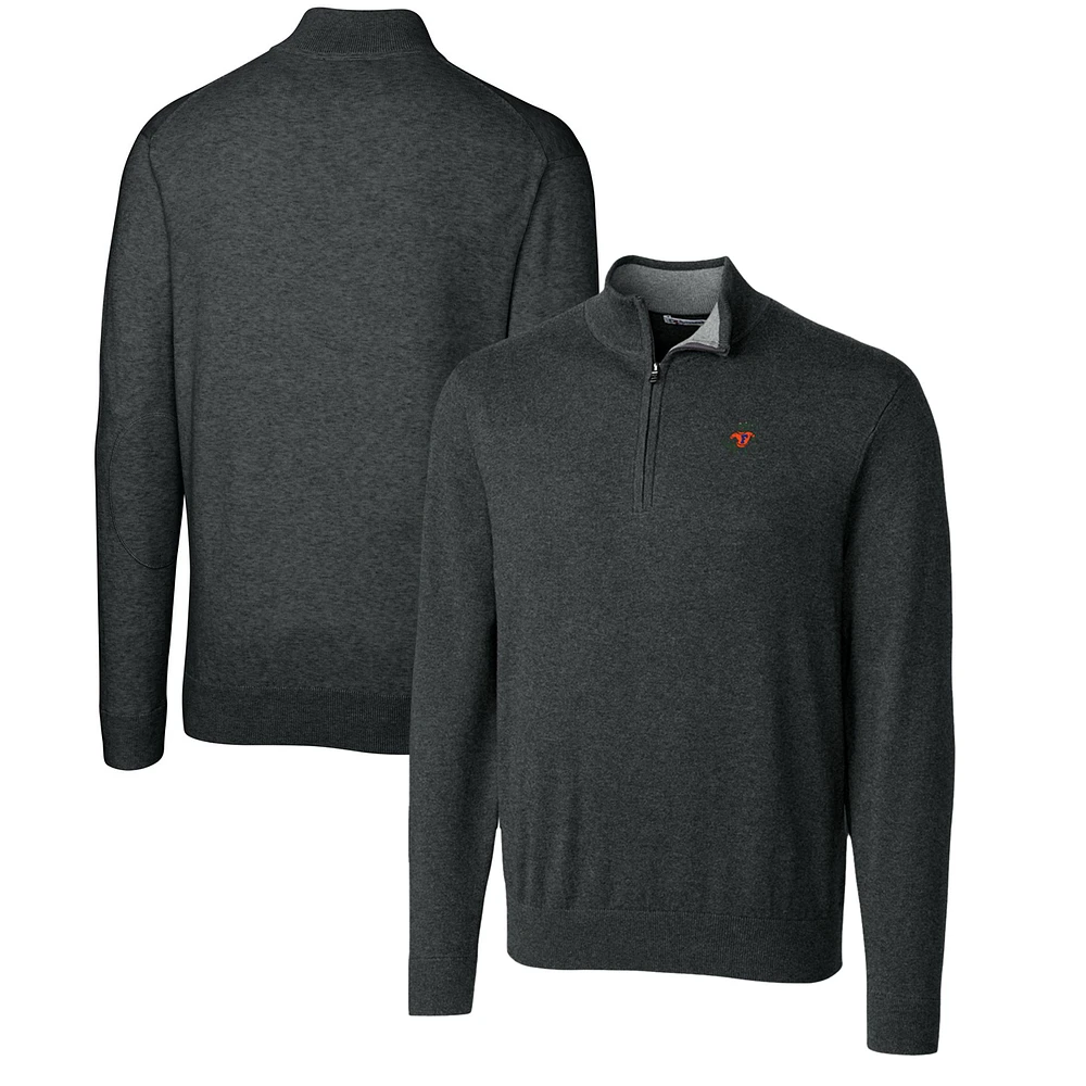 Men's Cutter & Buck Heather Charcoal Florida Gators Lakemont Quarter-Zip Pullover Sweater