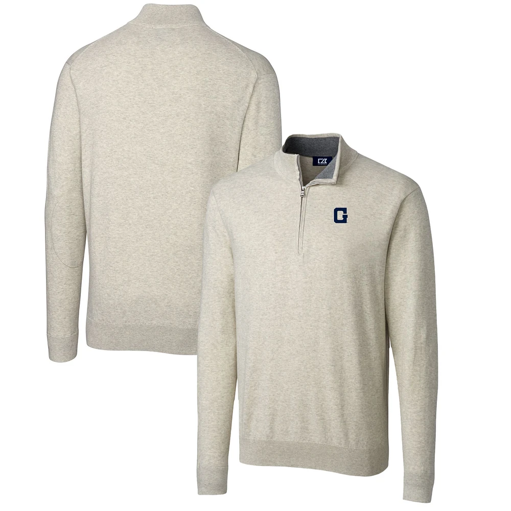 Men's Cutter & Buck Oatmeal Georgetown Hoyas Lakemont Quarter-Zip Pullover Sweater