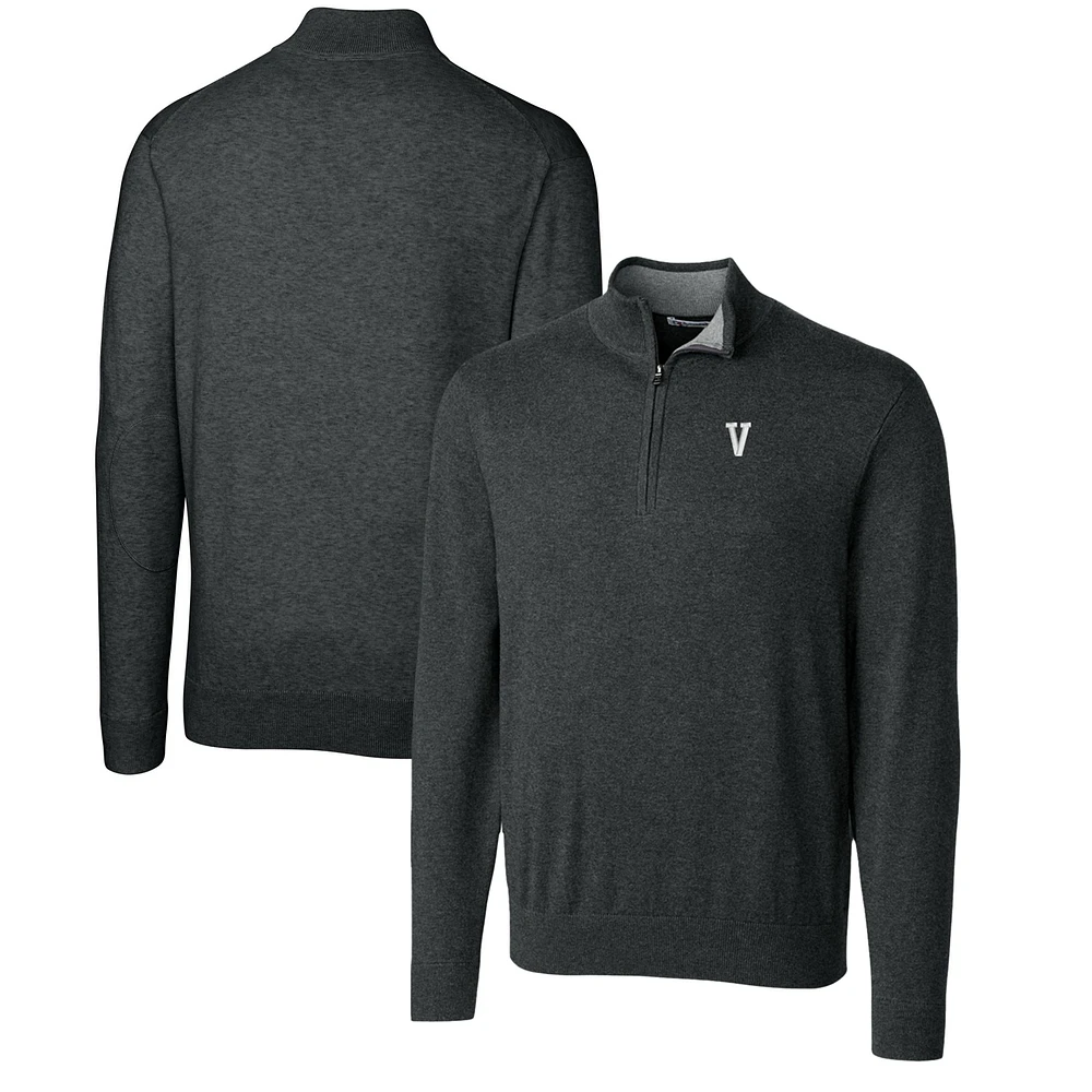 Men's Cutter & Buck Heather Charcoal Villanova Wildcats Lakemont Quarter-Zip Pullover Sweater
