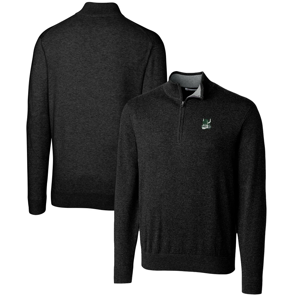 Men's Cutter & Buck Black Portland State Vikings Lakemont Quarter-Zip Pullover Sweater