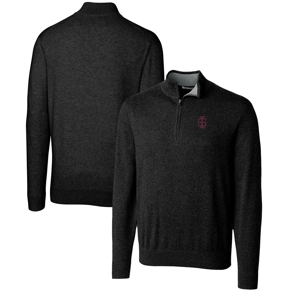 Men's Cutter & Buck Black Southern Illinois Salukis Lakemont Quarter-Zip Pullover Sweater