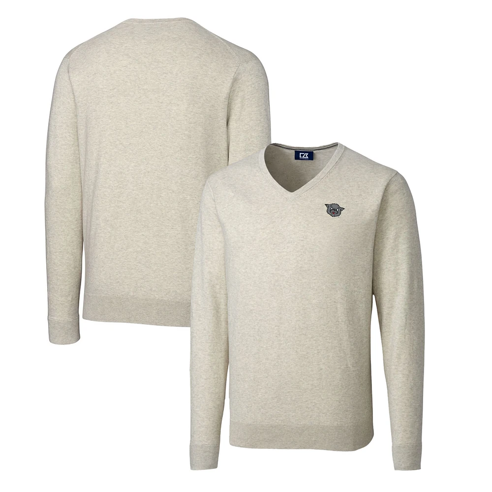 Men's Cutter & Buck Oatmeal Cincinnati Bearcats Lakemont Tri-Blend V-Neck Pullover Sweater