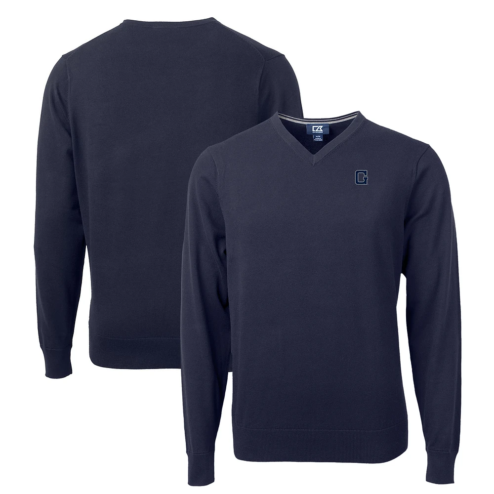 Men's Cutter & Buck Navy Georgetown Hoyas Lakemont Tri-Blend V-Neck Pullover Sweater