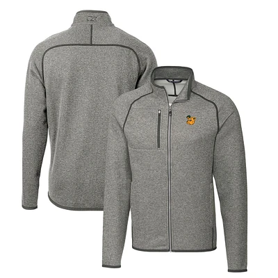 Men's Cutter & Buck Heather Gray Baylor Bears Mainsail Sweater-Knit Full-Zip Jacket